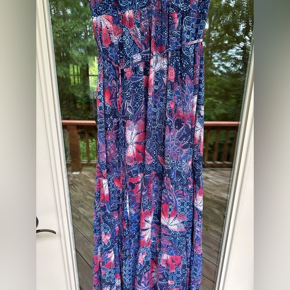 Jessica Simpson Pink/Blue Floral Maternity Maxi Dress Baby Shower Reveal Size M - Picture 4 of 9